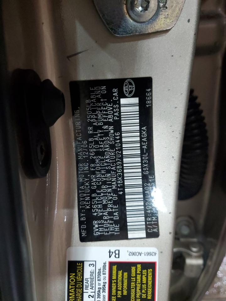 2007 Toyota Avalon Xl VIN: 4T1BK36B97U210446 Lot: 84255325