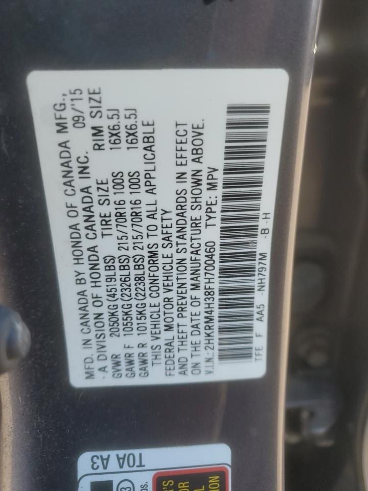 2015 Honda Cr-V Lx VIN: 2HKRM4H38FH700460 Lot: 85719465