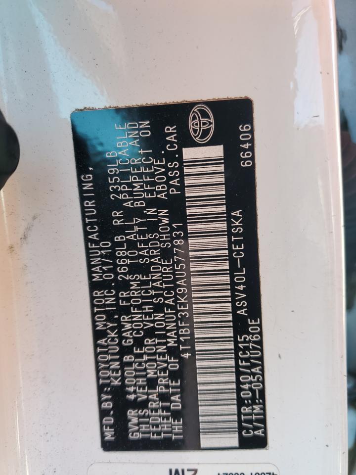 2010 Toyota Camry Base VIN: 4T1BF3EK9AU577831 Lot: 84731155