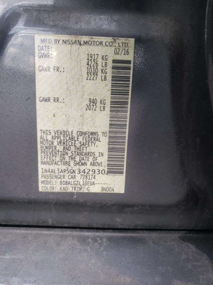 2016 Nissan Altima 2.5 VIN: 1N4AL3AP5GN342930 Lot: 85821995