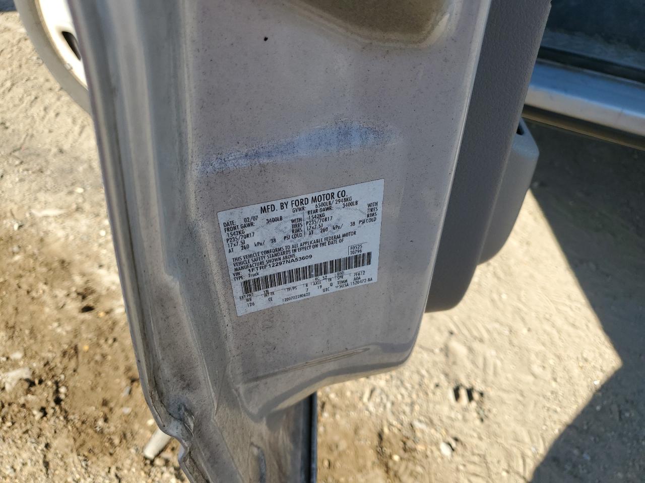 2007 Ford F150 VIN: 1FTRF12297NA53609 Lot: 86289545