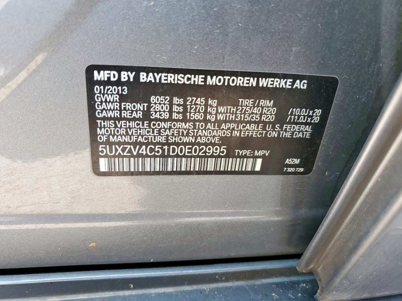 2013 BMW X5 xDrive35I VIN: 5UXZV4C51D0E02995 Lot: 84884625