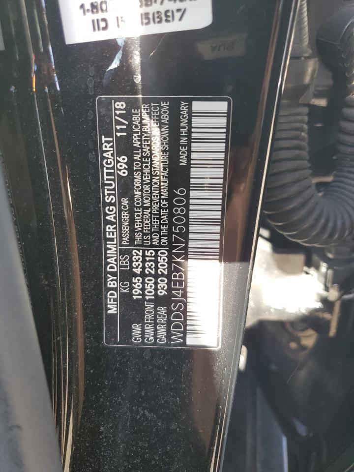 2019 Mercedes-Benz Cla 250 VIN: WDDSJ4EB7KN750806 Lot: 86061015