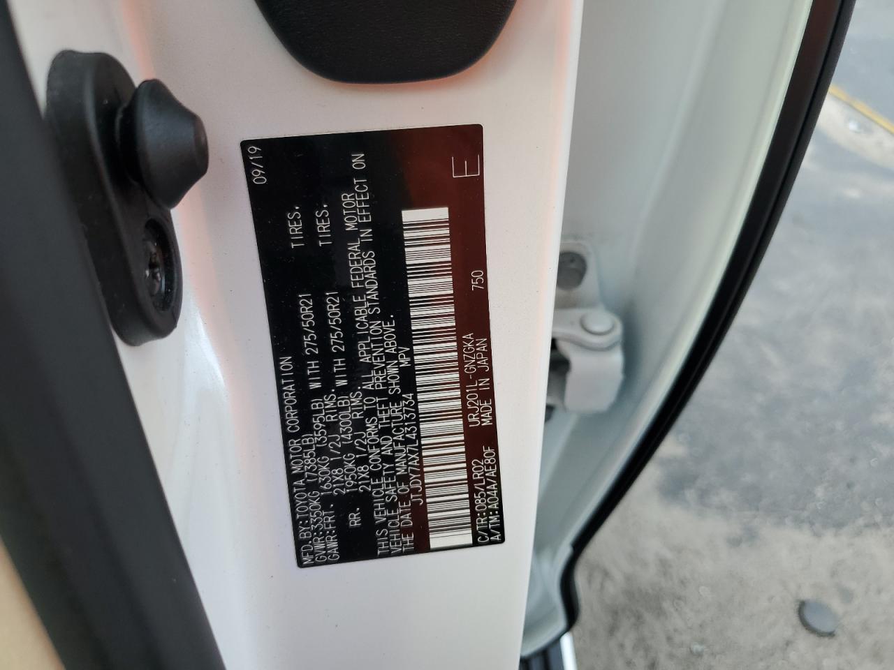 2020 Lexus Lx 570 VIN: JTJDY7AX7L4313734 Lot: 85889655