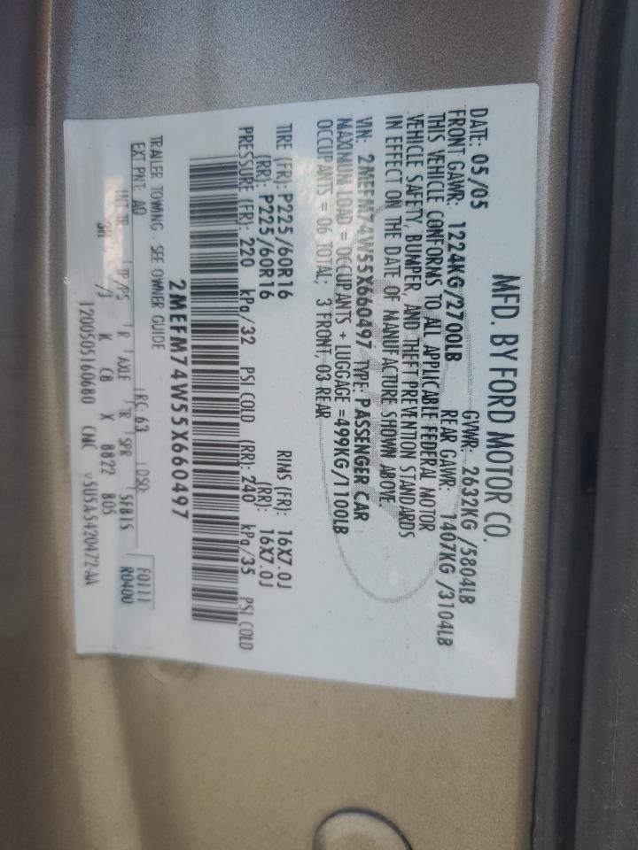 2005 Mercury Grand Marquis Gs VIN: 2MEFM74W15X603620 Lot: 87391675