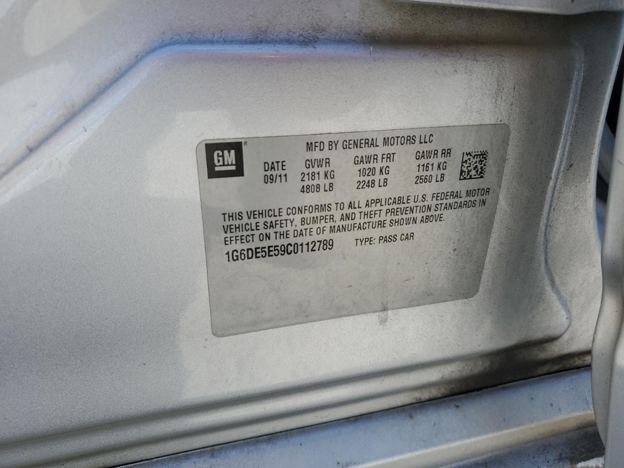 2012 Cadillac Cts Luxury Collection VIN: 1G6DE5E59C0112789 Lot: 82315895