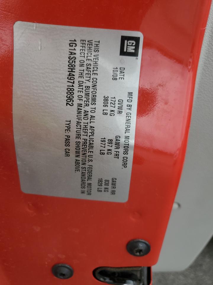 2009 Chevrolet Cobalt Ls VIN: 1G1AS58H497188962 Lot: 90124245