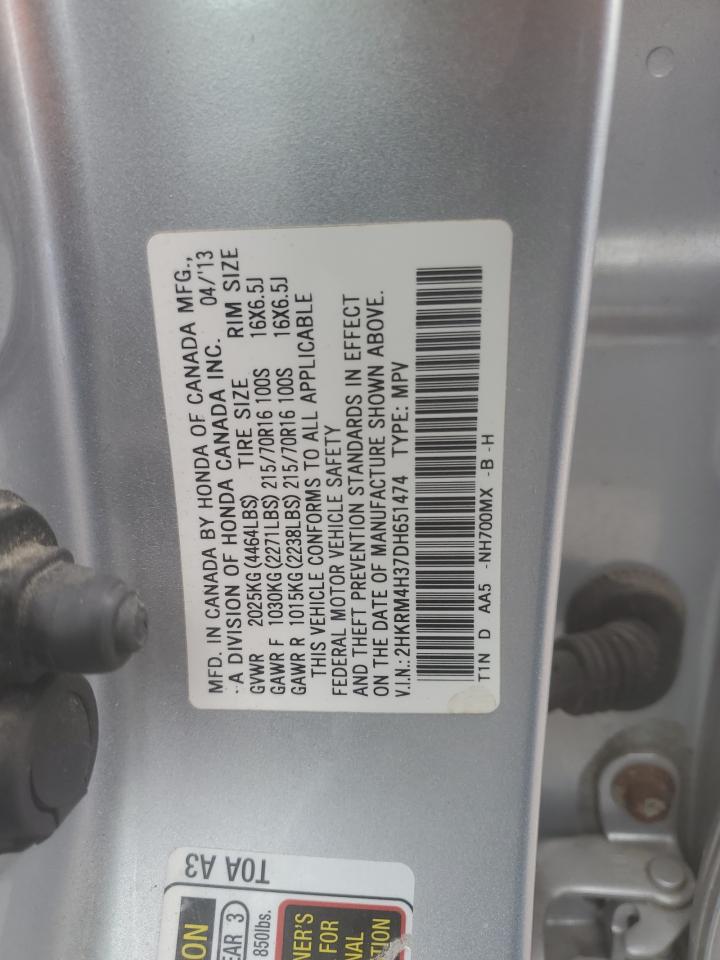 2013 Honda Cr-V Lx VIN: 2HKRM4H37DH651474 Lot: 89620985