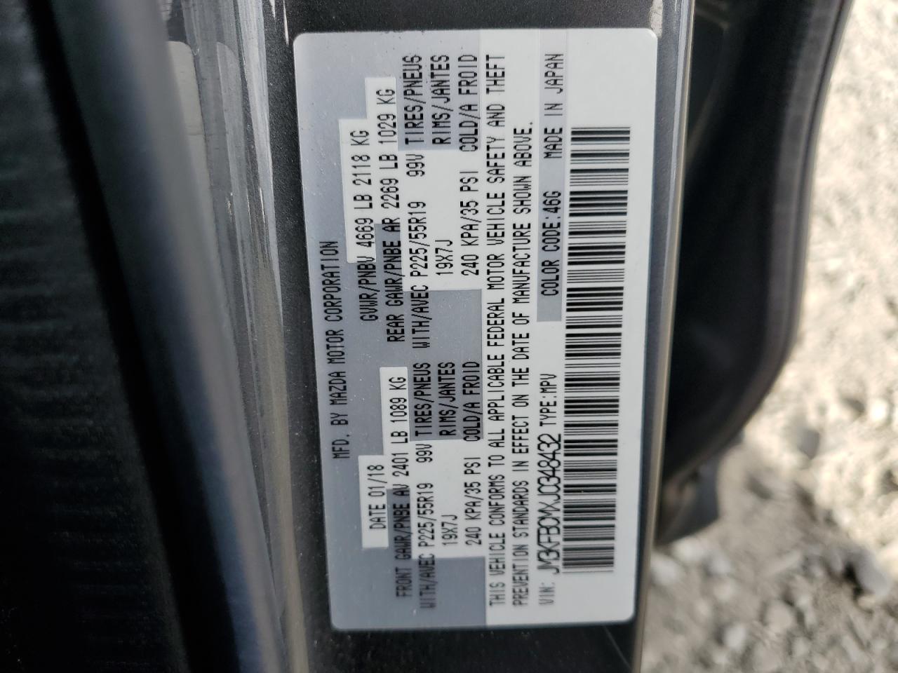 2018 Mazda Cx-5 Touring VIN: JM3KFBCMXJ0348432 Lot: 86170675