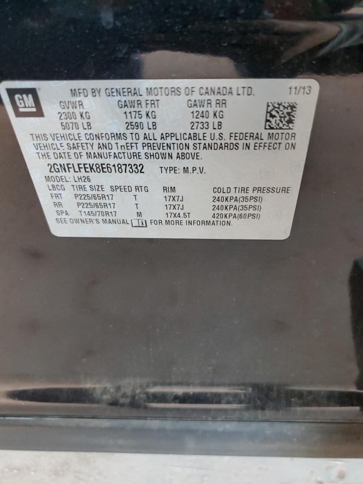 2014 Chevrolet Equinox Lt VIN: 2GNFLFEK8E6187332 Lot: 82292725