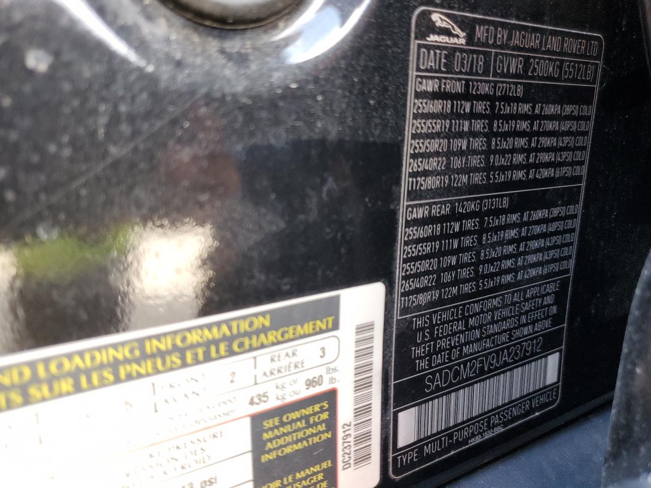 2018 Jaguar F-Pace S VIN: SADCM2FV9JA237912 Lot: 85527145