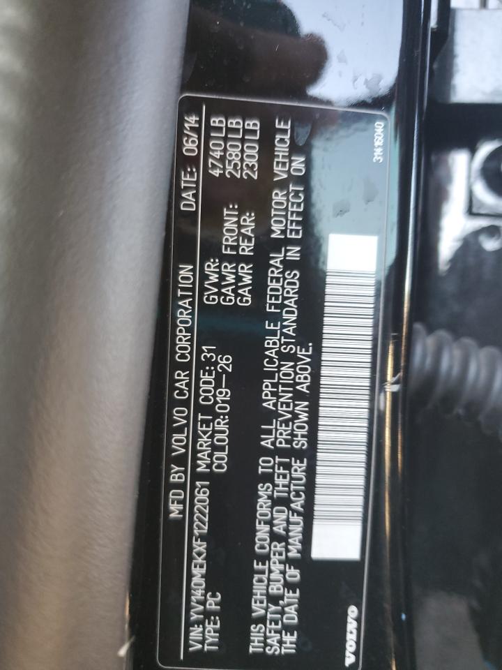 2015 Volvo V60 Premier VIN: YV140MEKXF1222061 Lot: 90715205