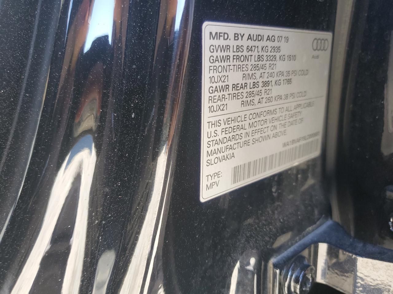 2020 Audi Q8 Premium Plus VIN: WA1BVAF15LD000681 Lot: 87376625