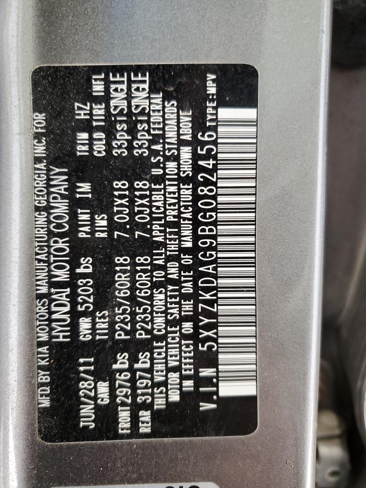 2011 Hyundai Santa Fe Limited VIN: 5XYZKDAG9BG082456 Lot: 86244045