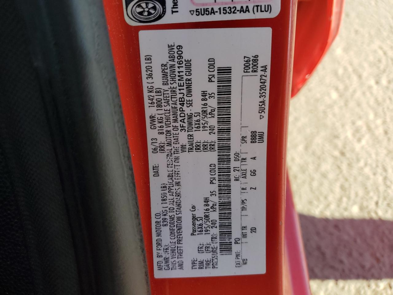 2014 Ford Fiesta Se VIN: 3FADP4BJ1EM116909 Lot: 82575285