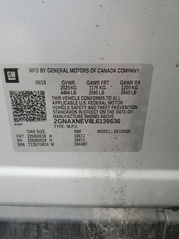 2020 Chevrolet Equinox Premier VIN: 2GNAXNEV8L6139636 Lot: 86505025