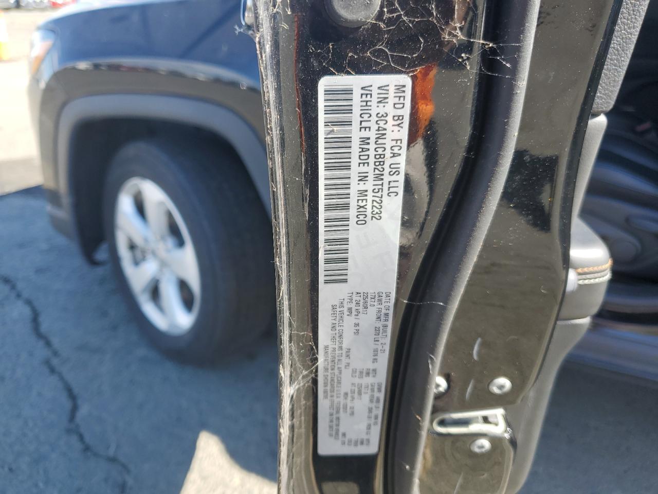 2021 Jeep Compass Latitude VIN: 3C4NJCBB2MT572232 Lot: 84659435