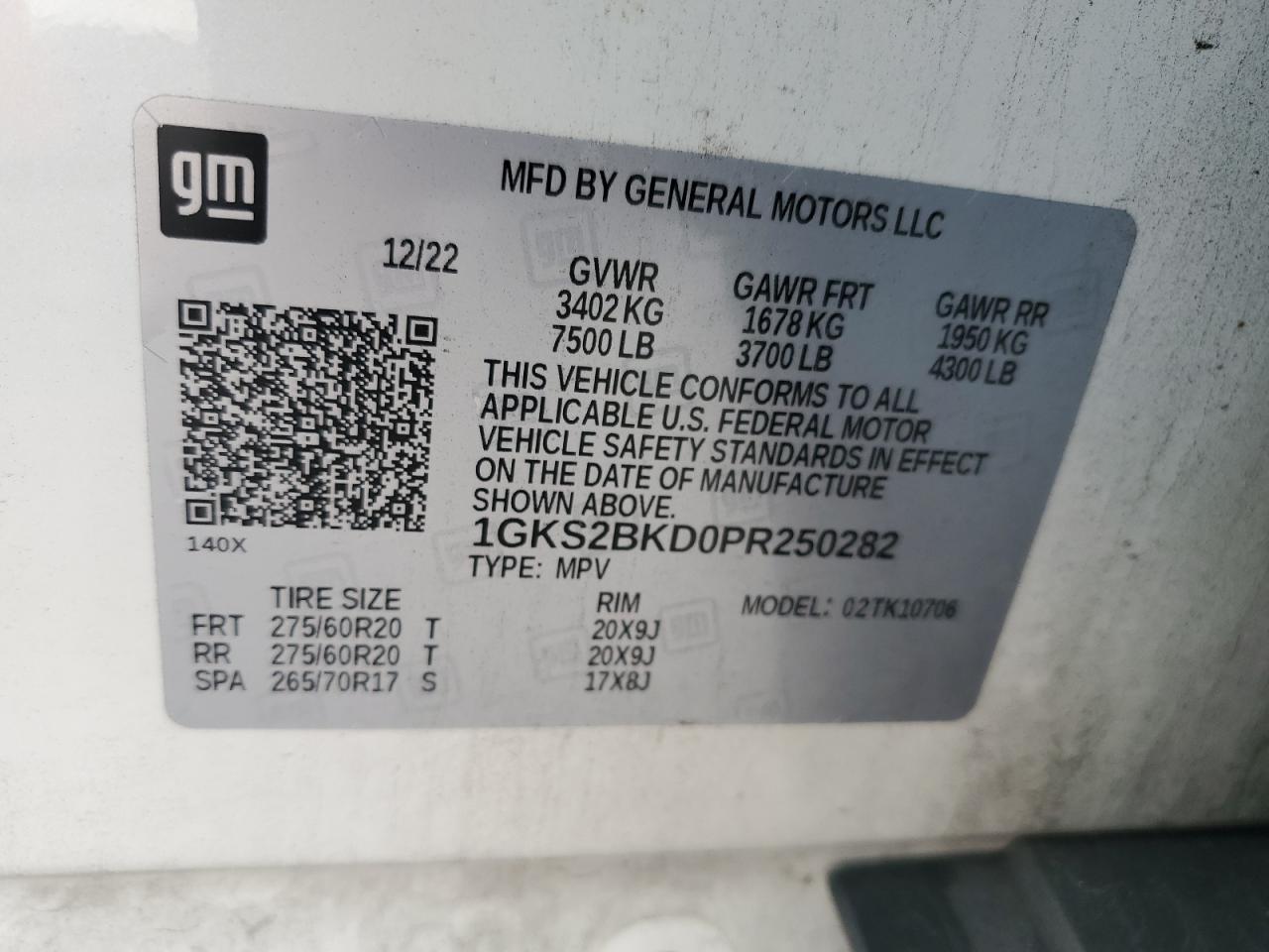 2023 GMC Yukon Slt VIN: 1GKS2BKD0PR250282 Lot: 82240625