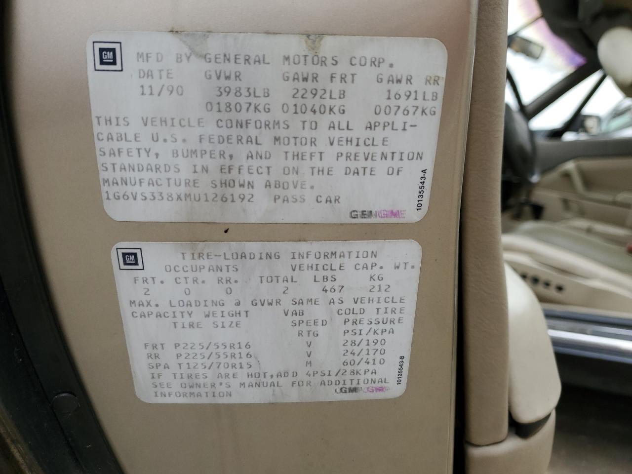 1991 Cadillac Allante VIN: 1G6VS338XMU126192 Lot: 82705915