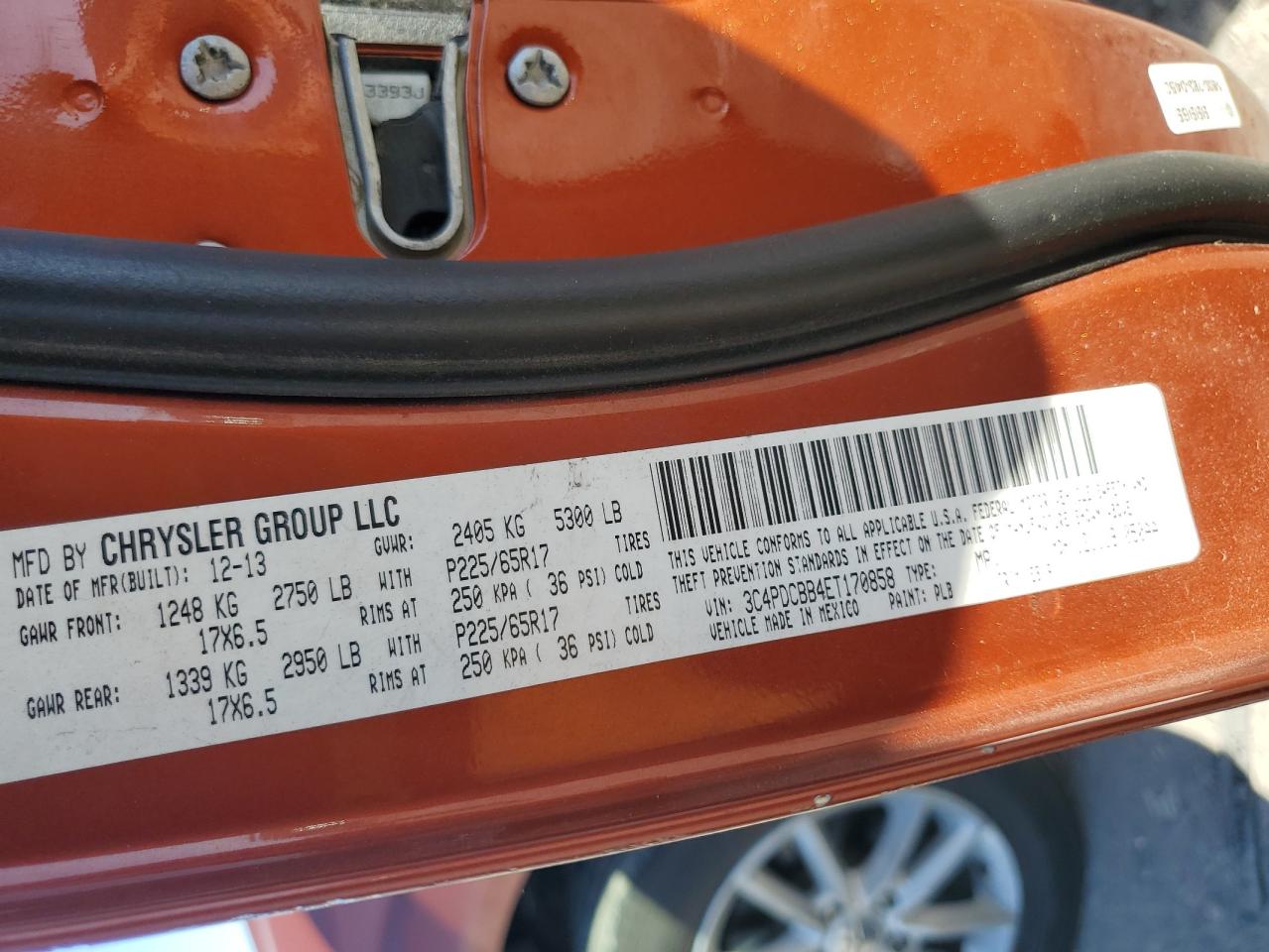 2014 Dodge Journey Sxt VIN: 3C4PDCBB4ET170858 Lot: 89497665