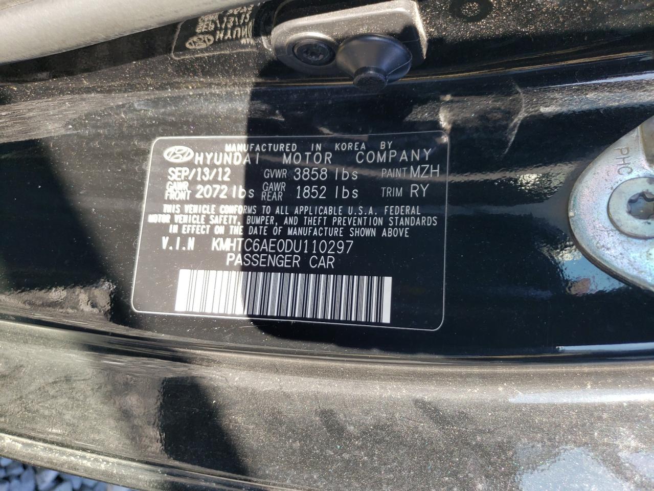 2013 Hyundai Veloster Turbo VIN: KMHTC6AE0DU110297 Lot: 84737755