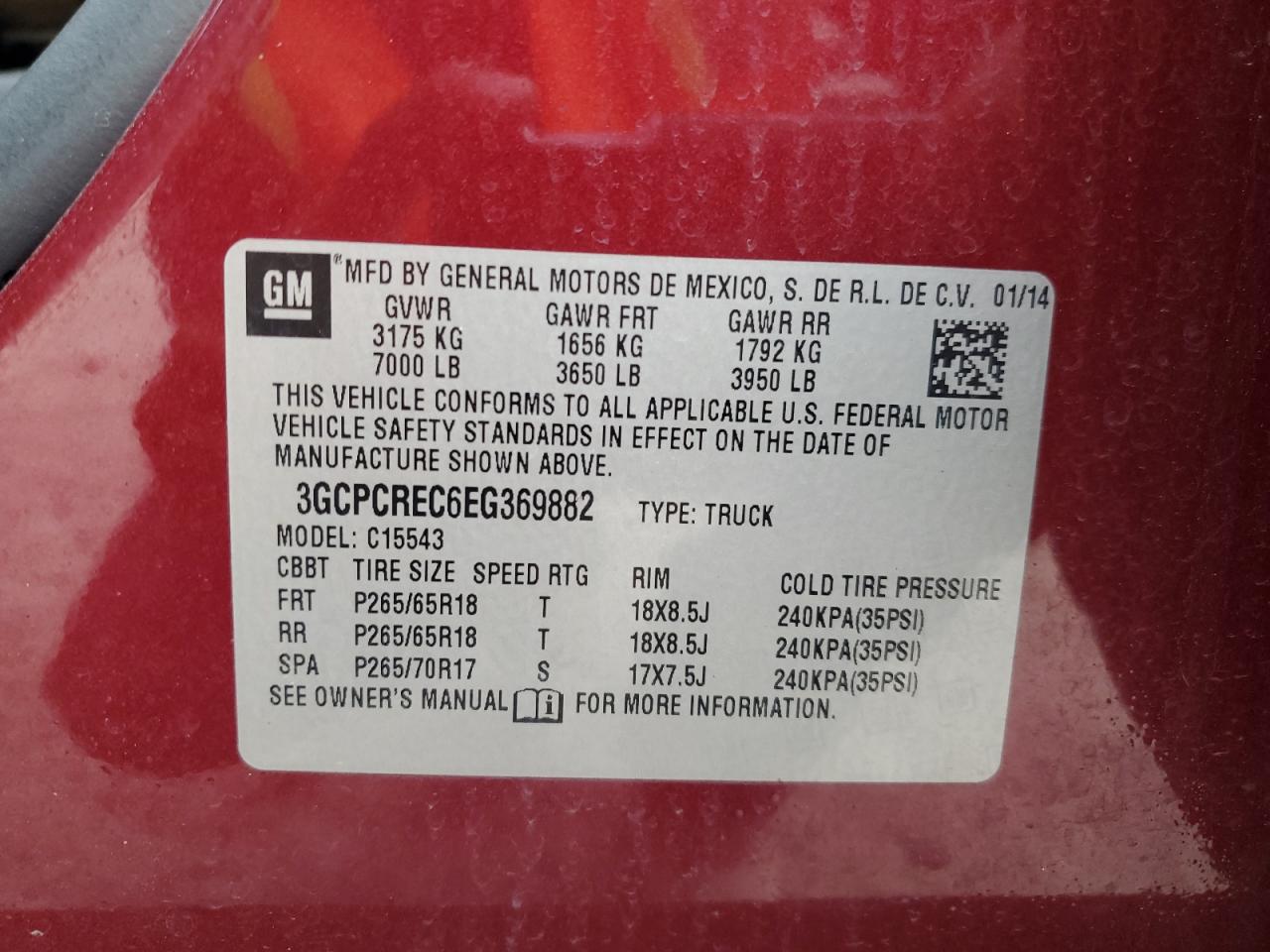 2014 Chevrolet Silverado C1500 Lt VIN: 3GCPCREC6EG369882 Lot: 82542355