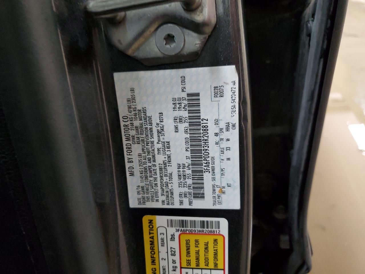 2017 Ford Fusion Titanium VIN: 3FA6P0D93HR208812 Lot: 85958125