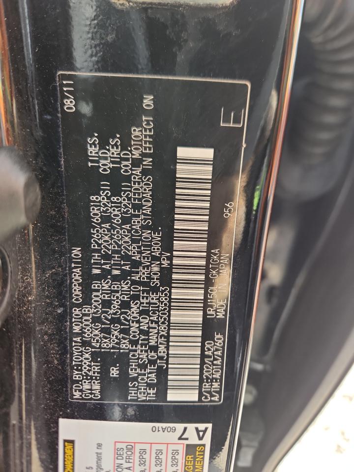 2012 Lexus Gx 460 VIN: JTJBM7FX8C5035853 Lot: 89854965