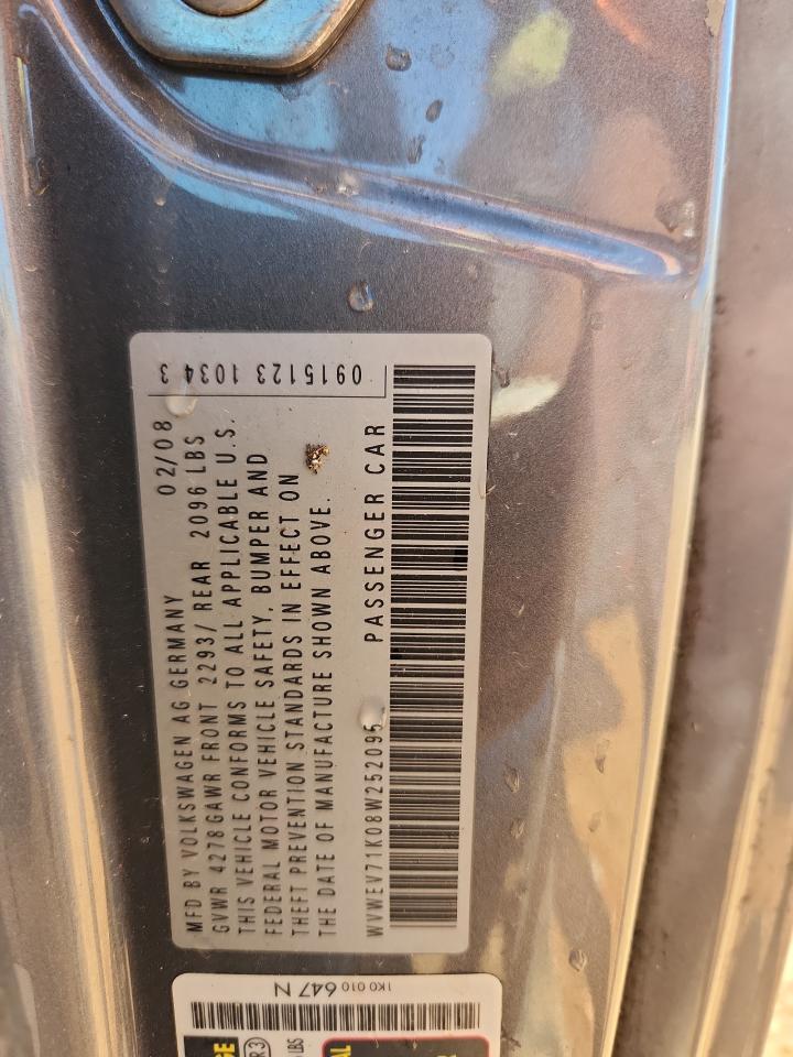 2008 Volkswagen Gti VIN: WVWEV71K08W252095 Lot: 85267005