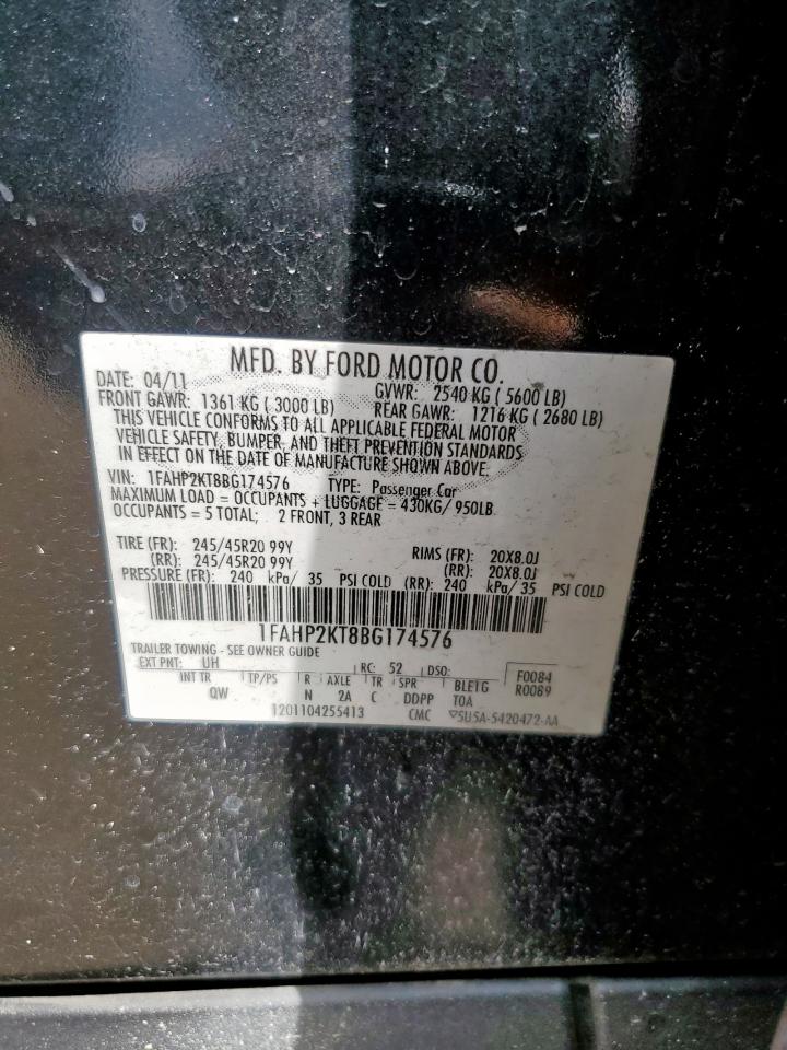 2011 Ford Taurus Sho VIN: 1FAHP2KT8BG174576 Lot: 84820675