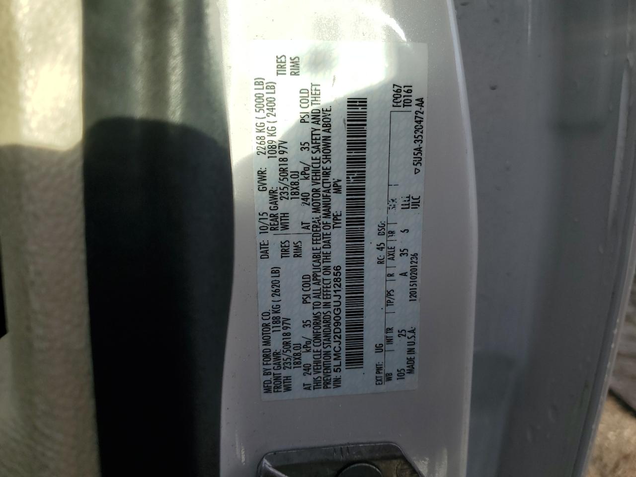 2016 Lincoln Mkc Select VIN: 5LMCJ2D90GUJ12856 Lot: 85671235