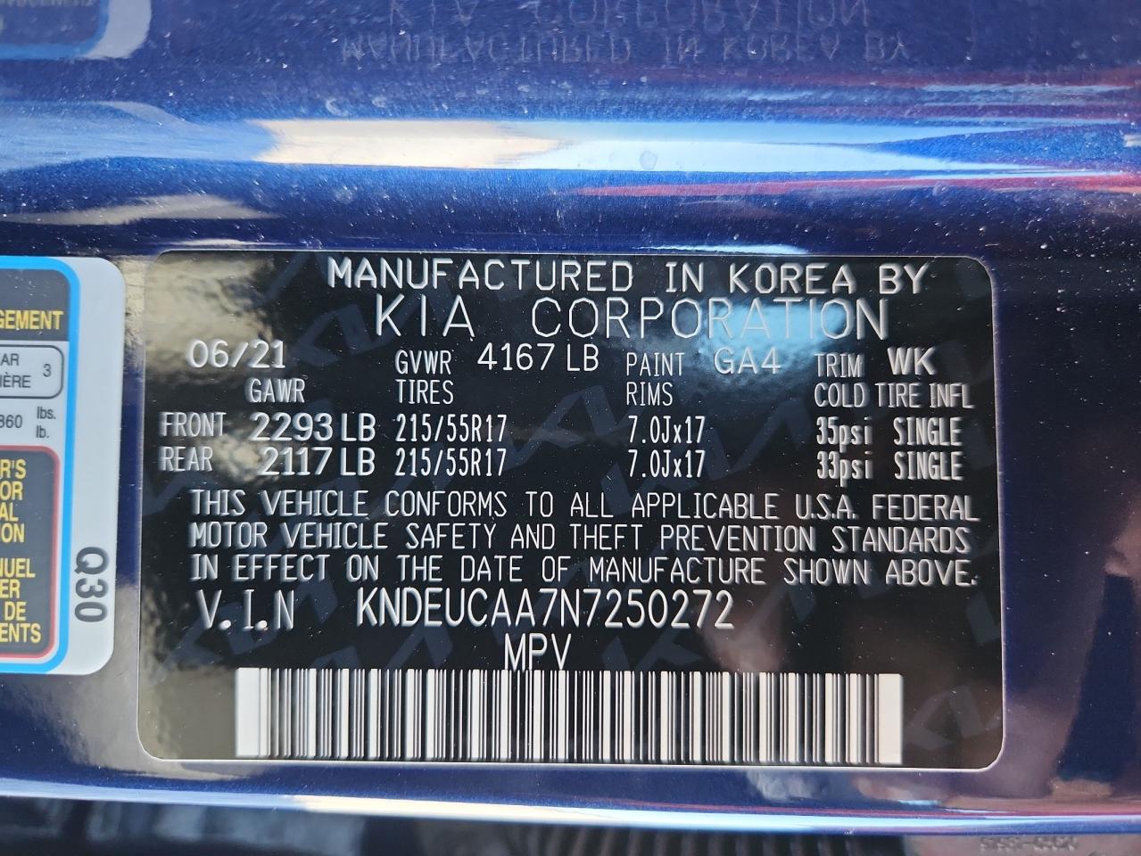 2022 Kia Seltos S VIN: KNDEUCAA7N7250272 Lot: 89633825