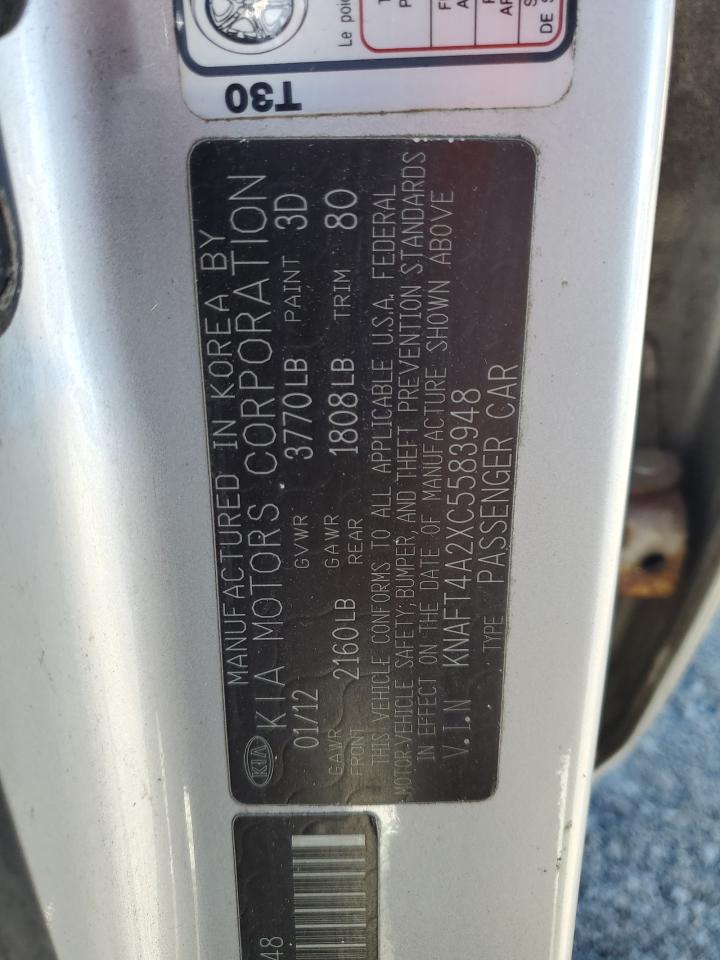 2012 Kia Forte Lx VIN: KNAFT4A2XC5583948 Lot: 89551285