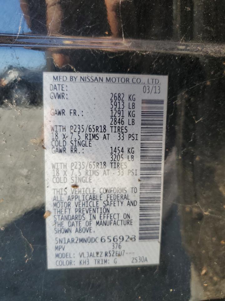 2013 Nissan Pathfinder S VIN: 5N1AR2MN0DC656923 Lot: 85174625