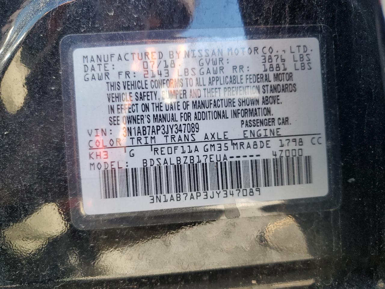 2018 Nissan Sentra S VIN: 3N1AB7AP3JY347089 Lot: 85777305