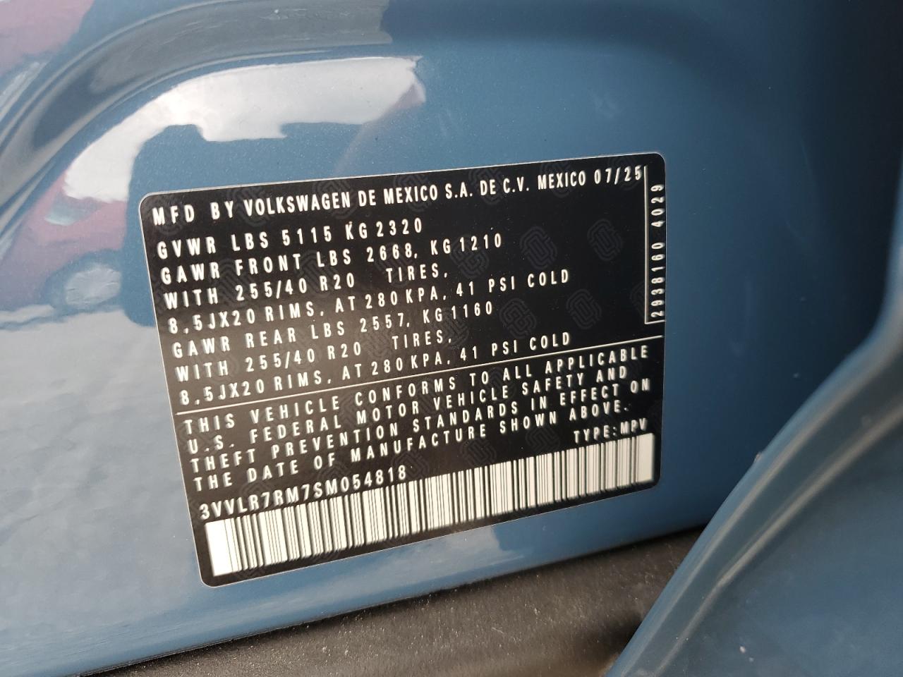 2025 Volkswagen Tiguan Sel R-Line Black VIN: 3VVLR7RM7SM054818 Lot: 85783165