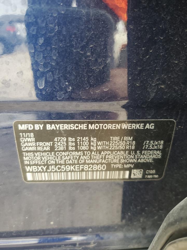 2019 BMW X2 xDrive28I VIN: WBXYJ5C59KEF82860 Lot: 82459095