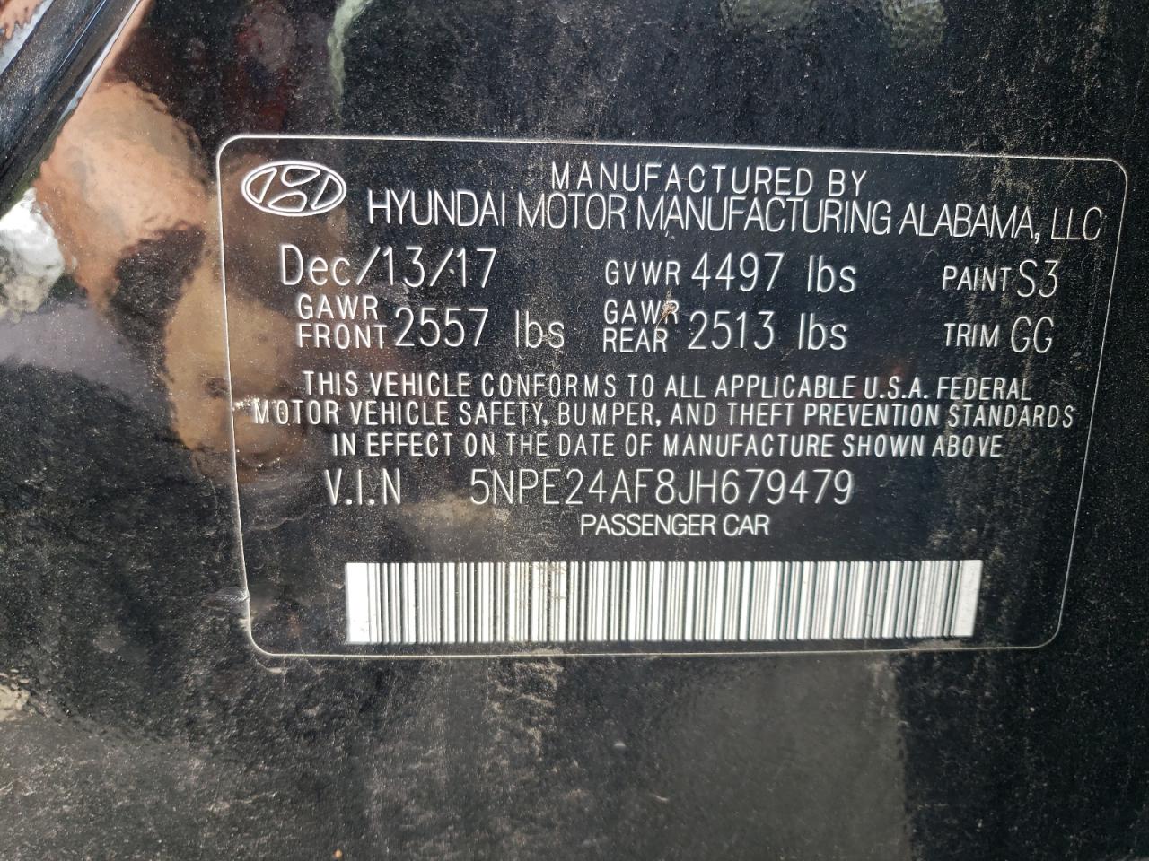 2018 Hyundai Sonata Se VIN: 5NPE24AF8JH679479 Lot: 83836775