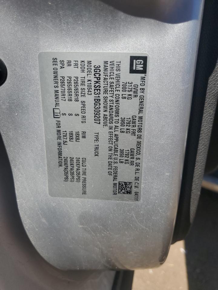 2011 Chevrolet Silverado K1500 Lt VIN: 3GCPKSE31BG309207 Lot: 82177405