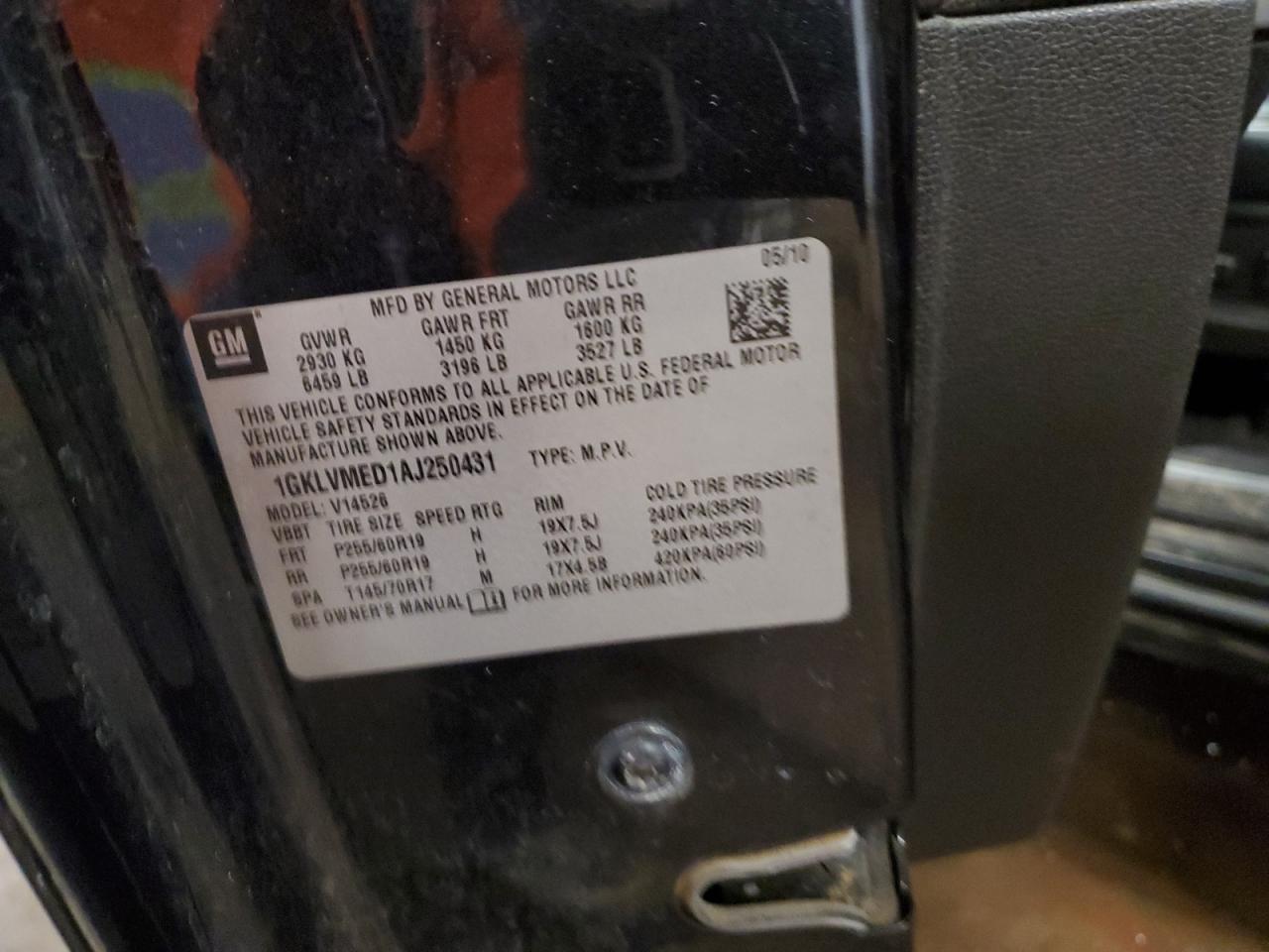 2010 GMC Acadia Slt-1 VIN: 1GKLVMED1AJ250431 Lot: 85761655