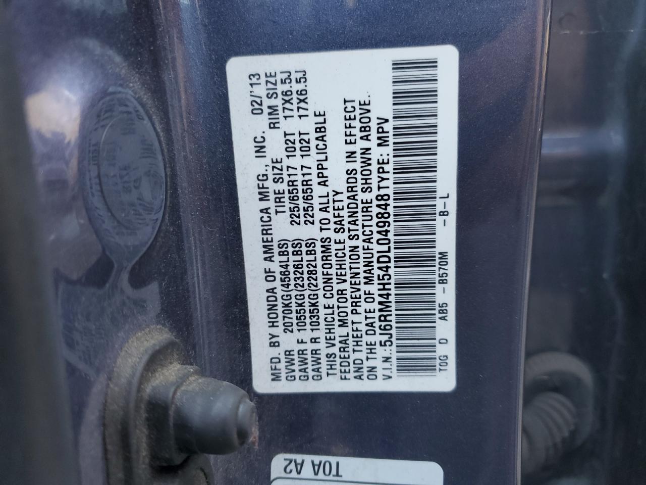 2013 Honda Cr-V Ex VIN: 5J6RM4H54DL049848 Lot: 84913445