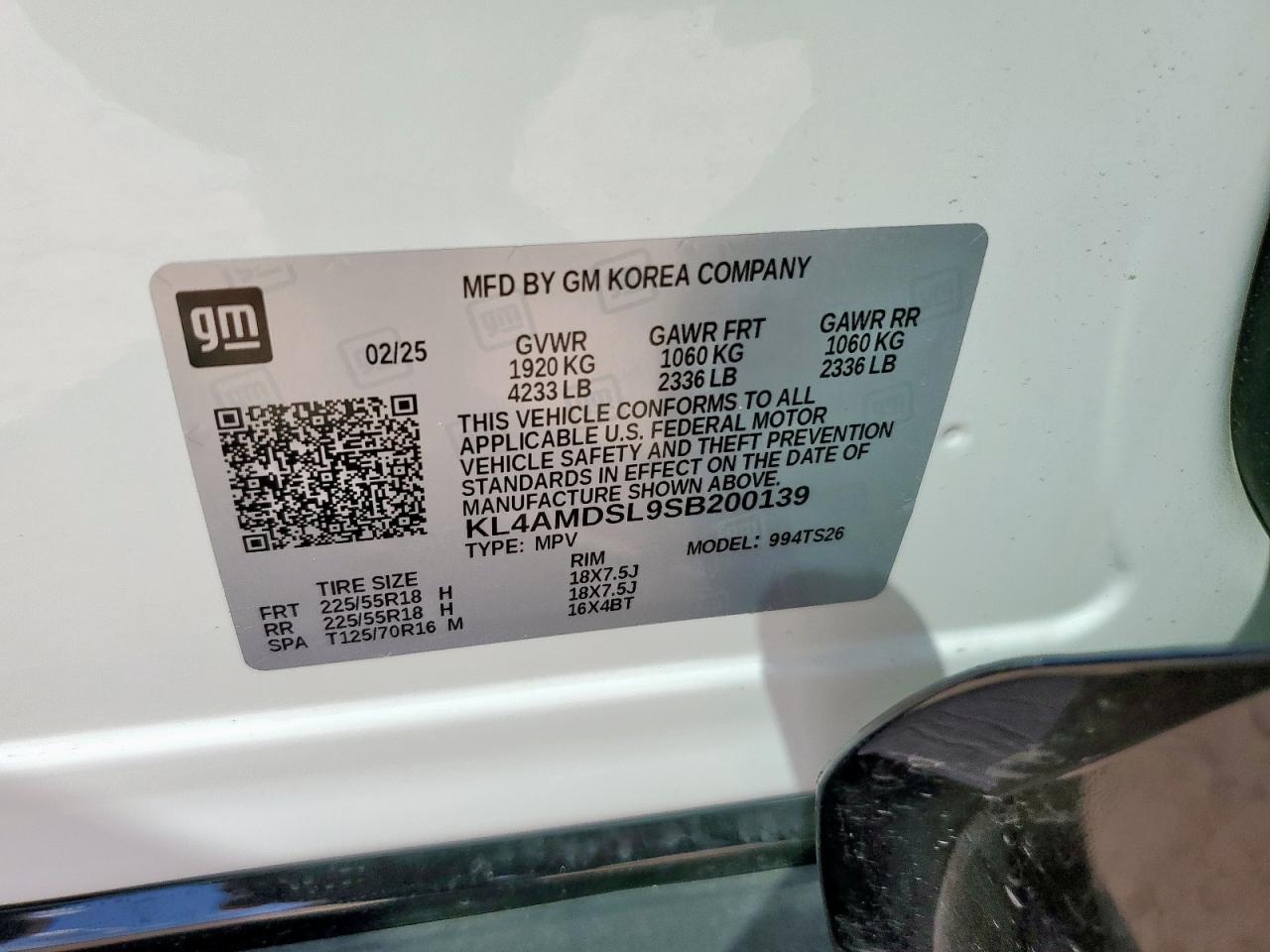 2025 Buick Encore Gx Sport Touring VIN: KL4AMDSL9SB200139 Lot: 85147955