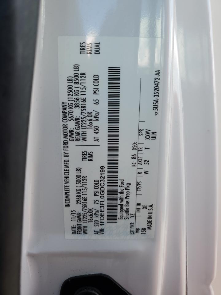 2016 Ford Econoline E350 Super Duty Cutaway Van VIN: 1FDEE3FL0GDC32199 Lot: 84604045