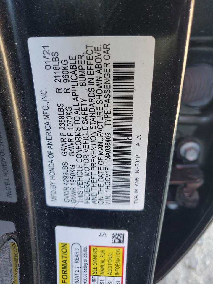 2021 Honda Accord Lx VIN: 1HGCV1F11MA038469 Lot: 84592655