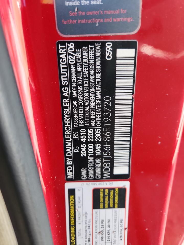 2006 Mercedes-Benz Clk 350 VIN: WDBTJ56H86F193720 Lot: 87416815