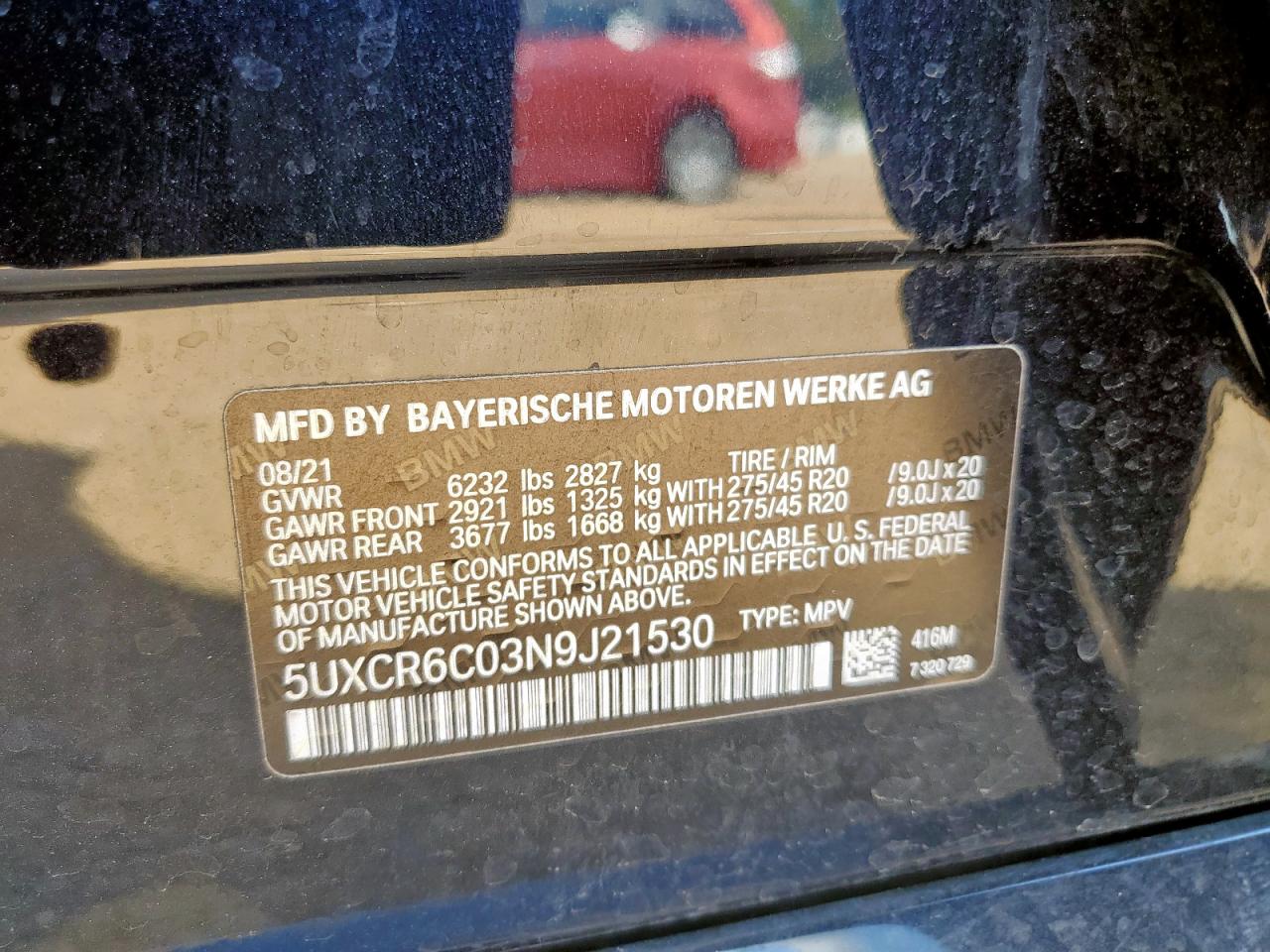 2022 BMW X5 xDrive40I VIN: 5UXCR6C03N9J21530 Lot: 82280915