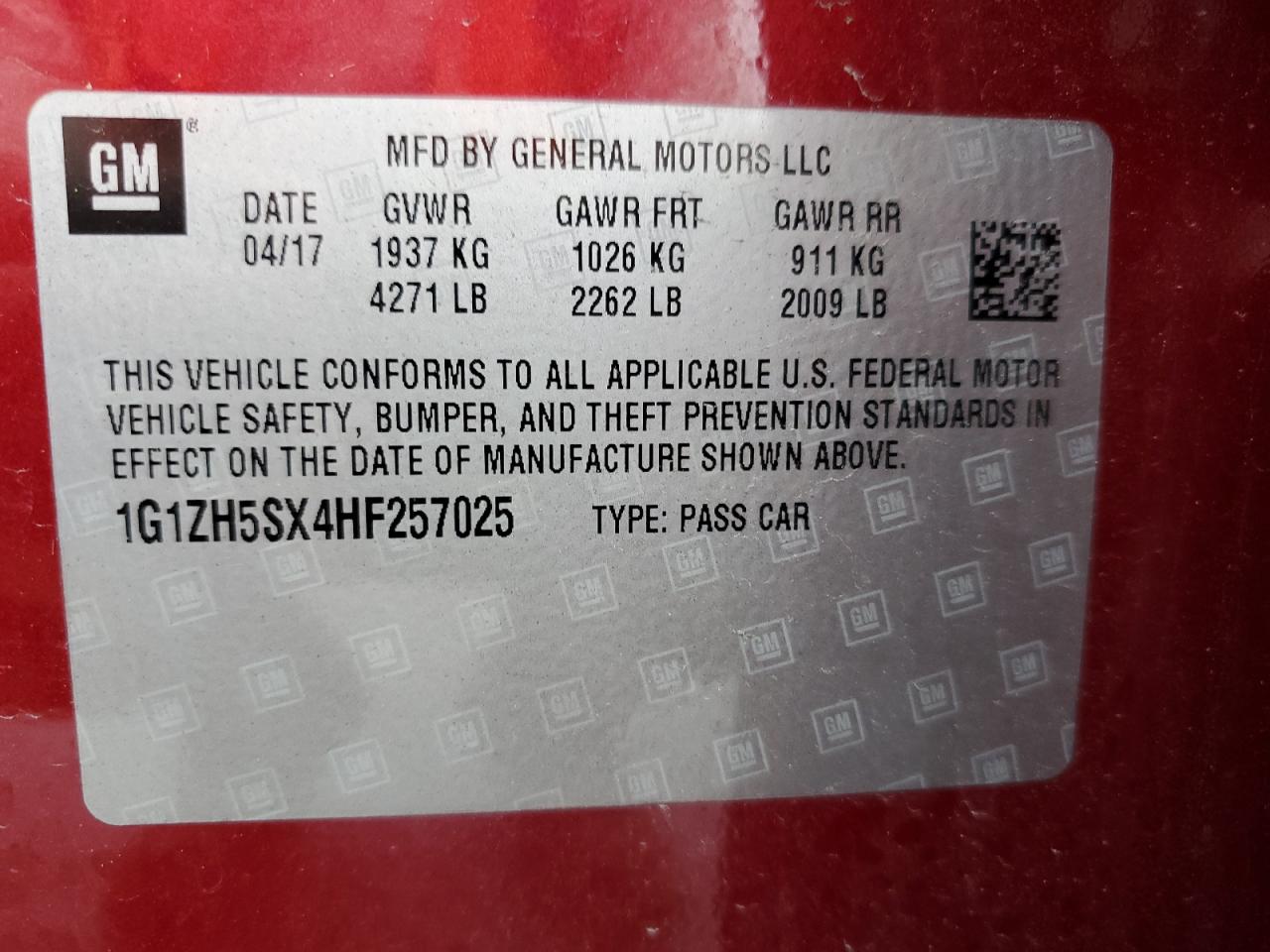 2017 Chevrolet Malibu Premier VIN: 1G1ZH5SX4HF257025 Lot: 82748735