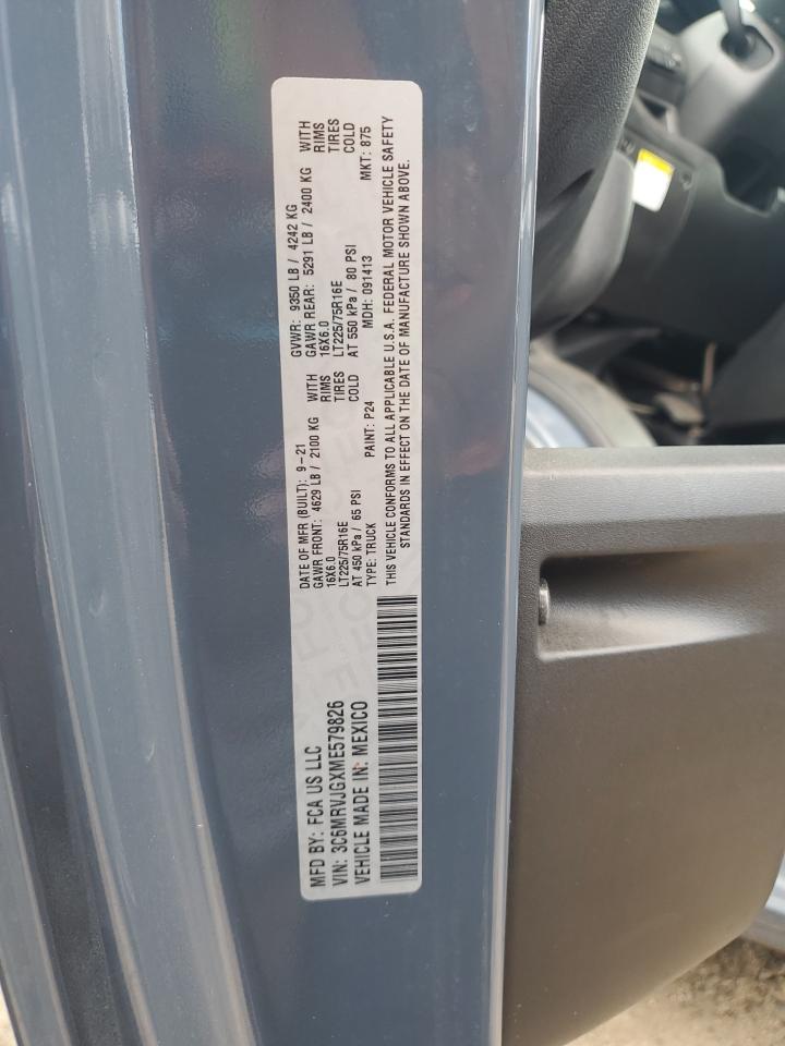 2021 Ram Promaster 3500 3500 High VIN: 3C6MRVJGXME579826 Lot: 85194355