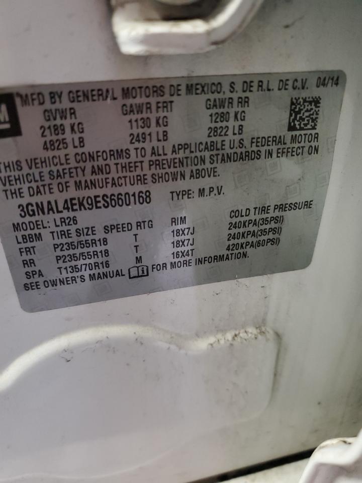 2014 Chevrolet Captiva Ltz VIN: 3GNAL4EK9ES660168 Lot: 85871985