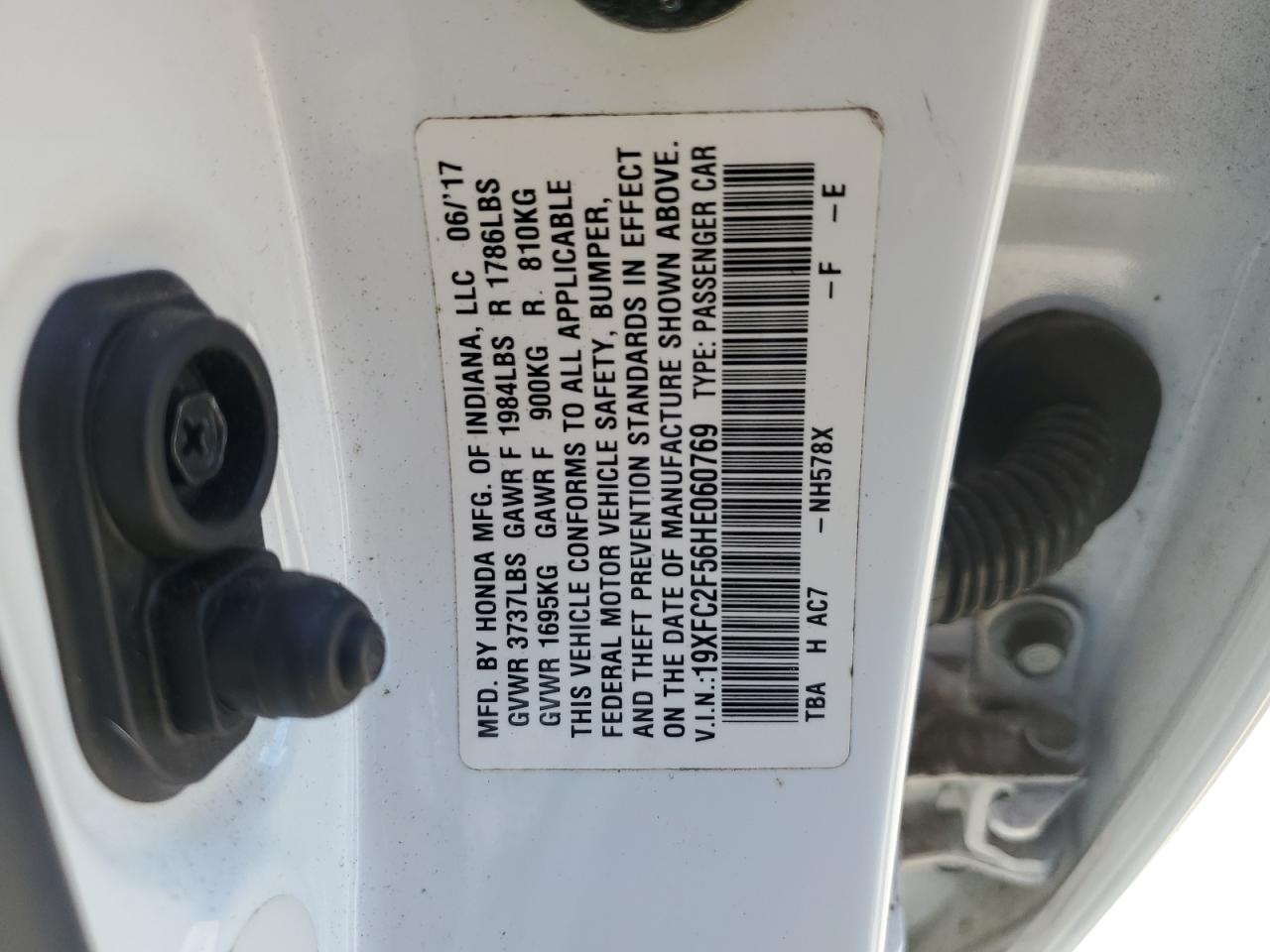 2017 Honda Civic Lx VIN: 19XFC2F56HE060769 Lot: 84068145